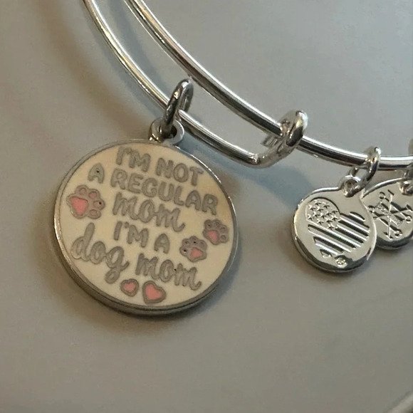 Alex and Ani bracelet “I’m not a regular mom, I’m a dog mom” silver tone EUC - Picture 3 of 4